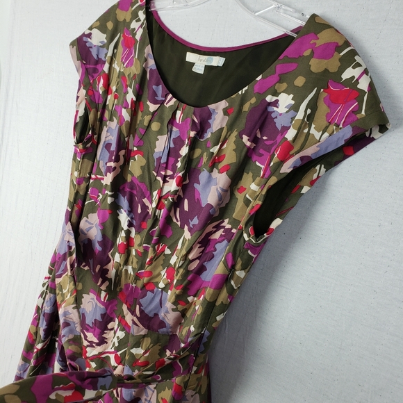 Boden Midi Dress Abstract Floral Print Viscose Silk Blend size 12R Preppy Boho - Picture 6 of 12